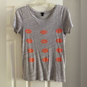 J. Crew Orange Lips Tee
